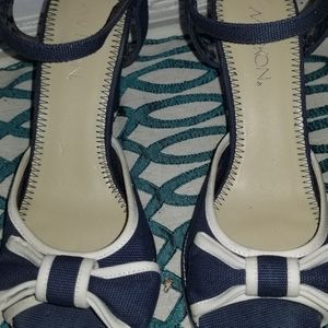 Women's denim blue wedges